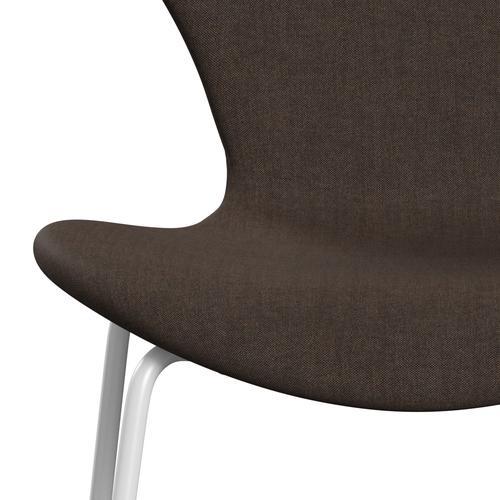 Fritz Hansen 3107 chaise complète complète, blanc / remix brun foncé (REM356)