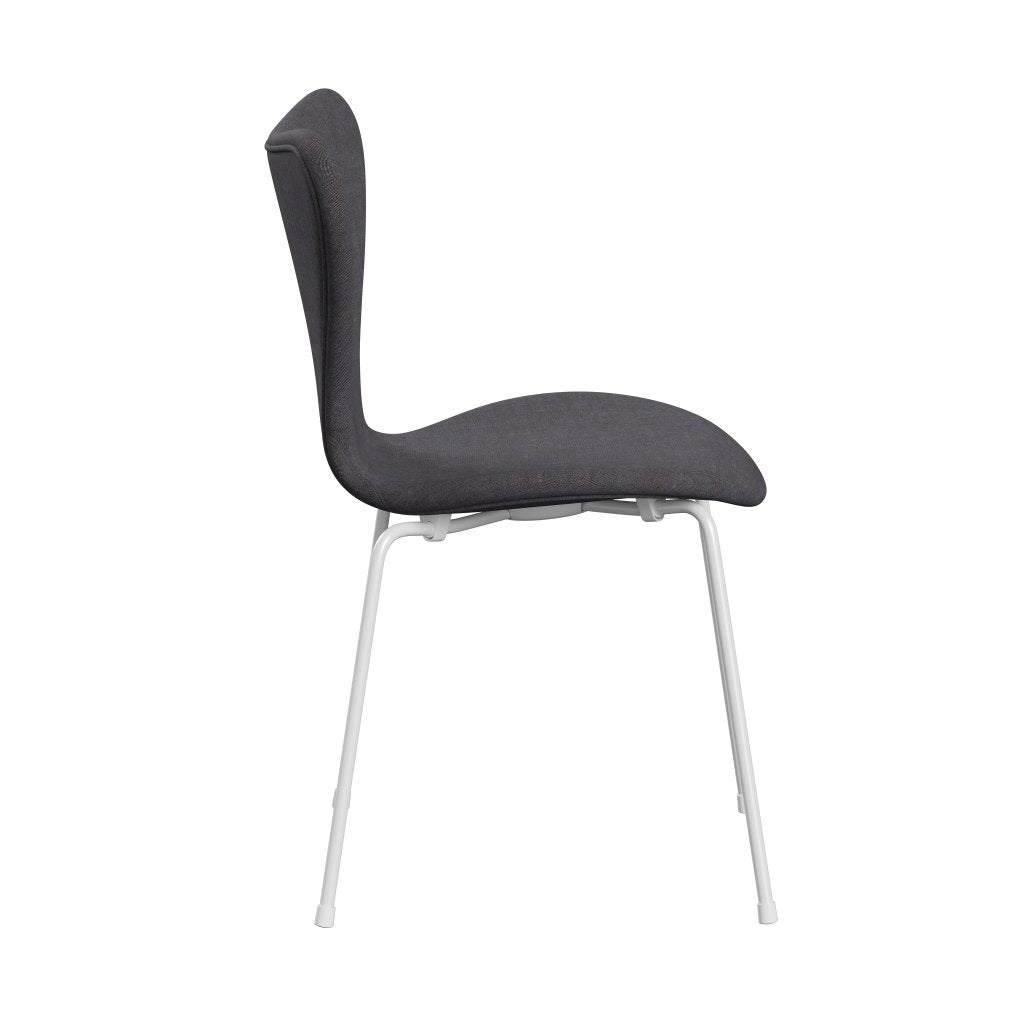 Fritz Hansen 3107 chaise complète complète, blanc / remix gris foncé (REM266)