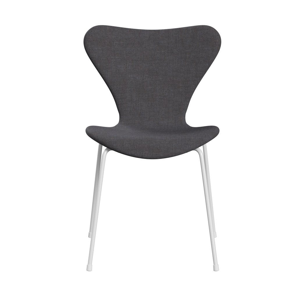 Fritz Hansen 3107 chaise complète complète, blanc / remix gris foncé (REM266)