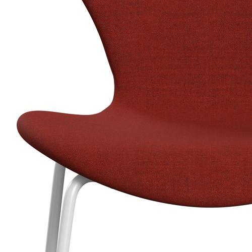 Fritz Hansen 3107 chaise complète complète, blanc / remix rouge foncé foncé