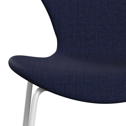 Fritz Hansen 3107 chaise complète complète, blanc / remix bleu ultramarine foncé