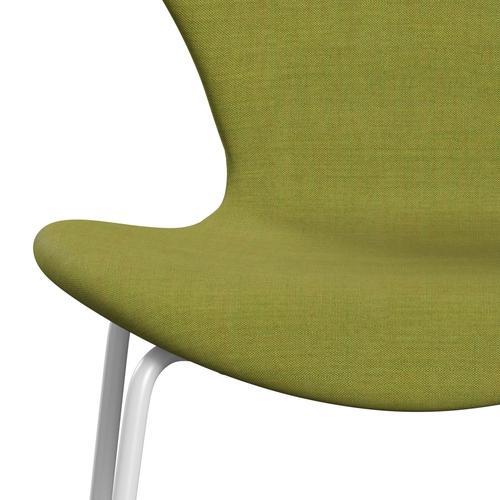 Fritz Hansen 3107 Stuhl Vollpolsterung, Weiß/Remix Frühlingsgrün