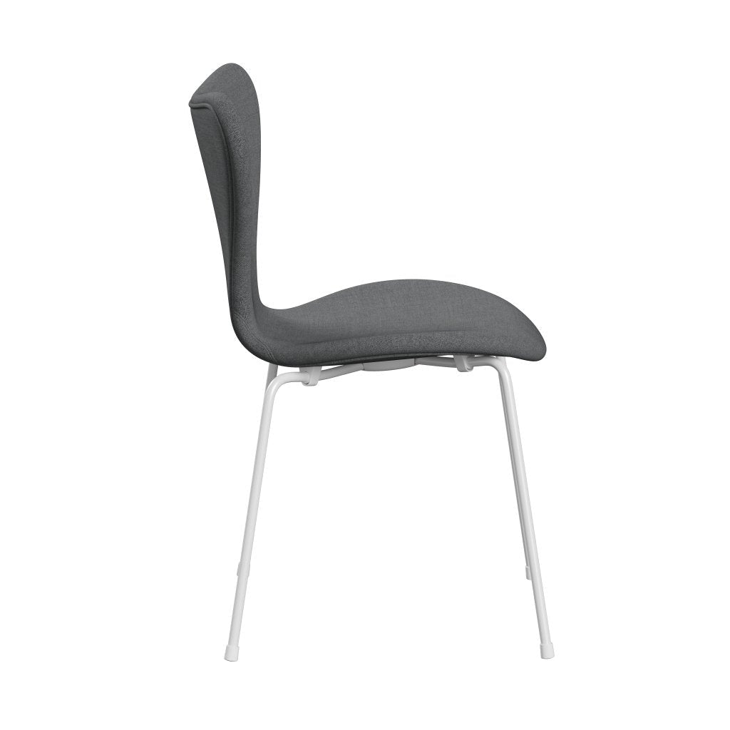 Fritz Hansen 3107 chaise complète complète, blanc / remix gris (REM143)