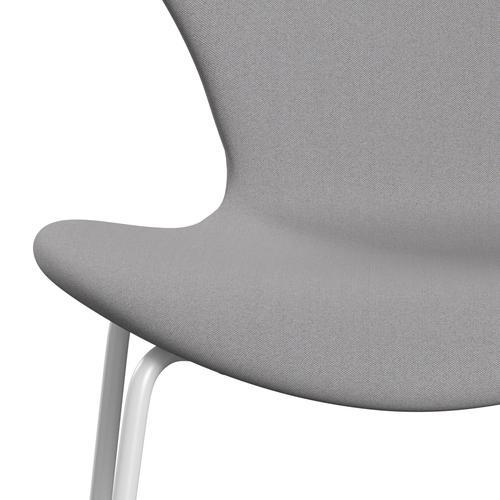 Fritz Hansen 3107 Stuhl Vollpolsterung, Weiß/Remix Grau/Grün