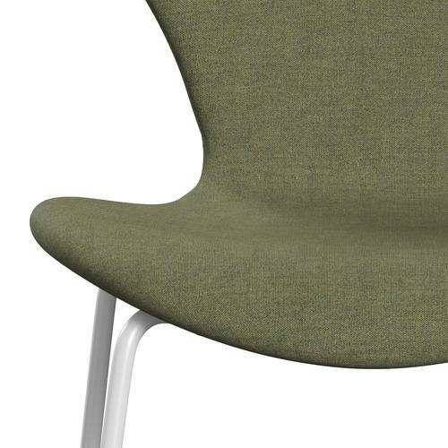 Fritz Hansen 3107 Stol Fuld polstring, White/Remix Green