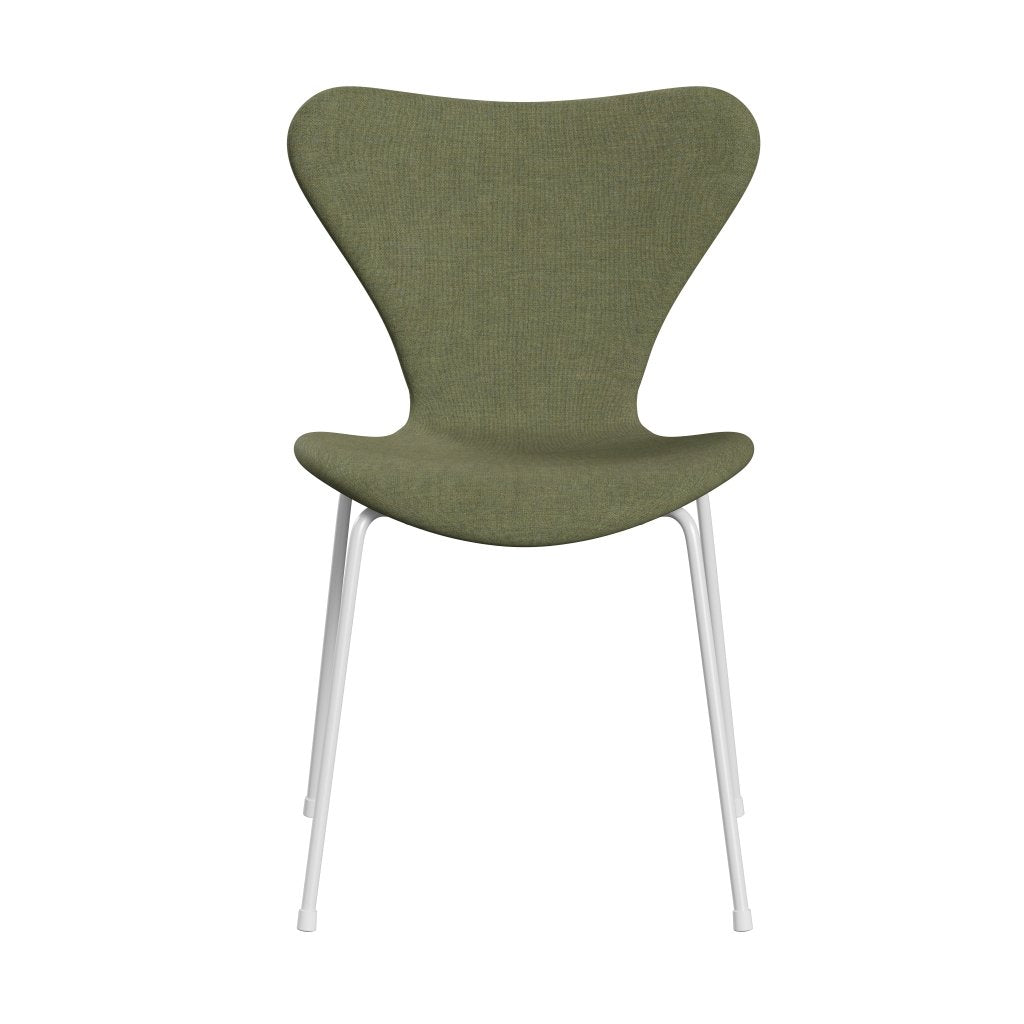 Fritz Hansen 3107 Stol Fuld polstring, White/Remix Green