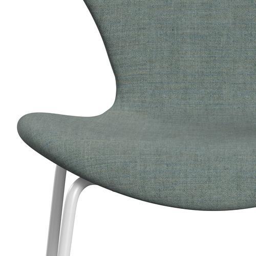 Fritz Hansen 3107 Silla tapicería completa, blanco/remix verde/gris