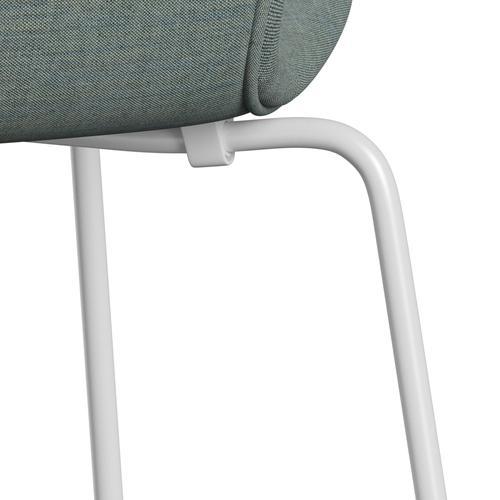 Fritz Hansen 3107 chaise complète complète, blanc / remix vert / gris