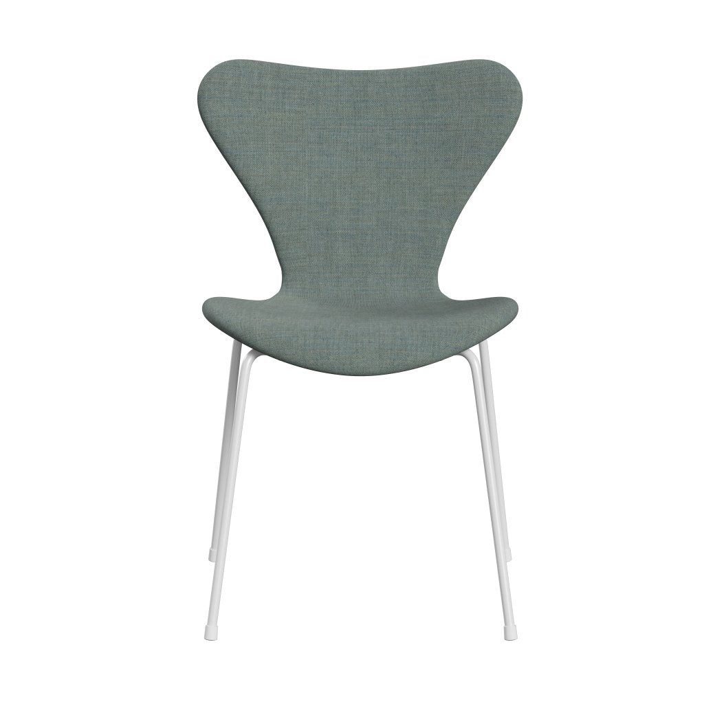 Fritz Hansen 3107 Silla tapicería completa, blanco/remix verde/gris