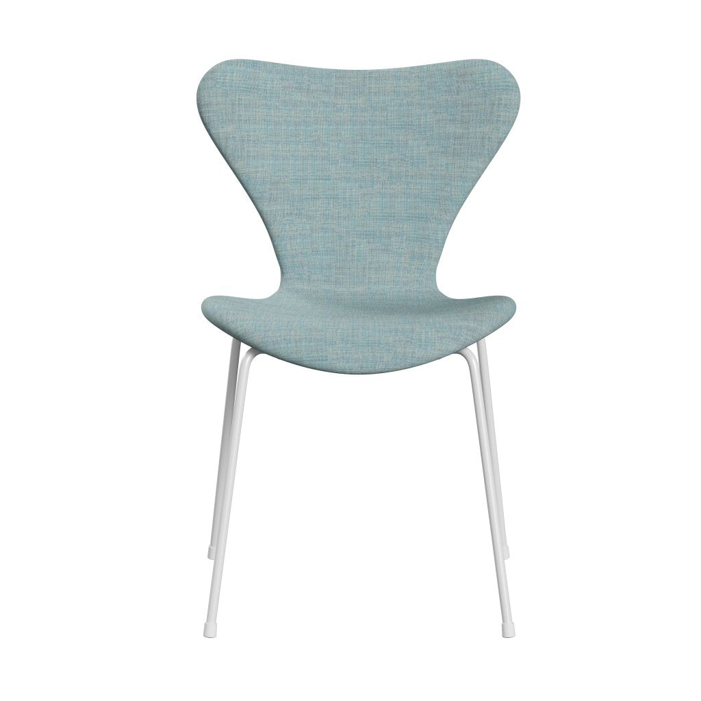 Fritz Hansen 3107 chaise complète complète, blanc / remix bleu clair