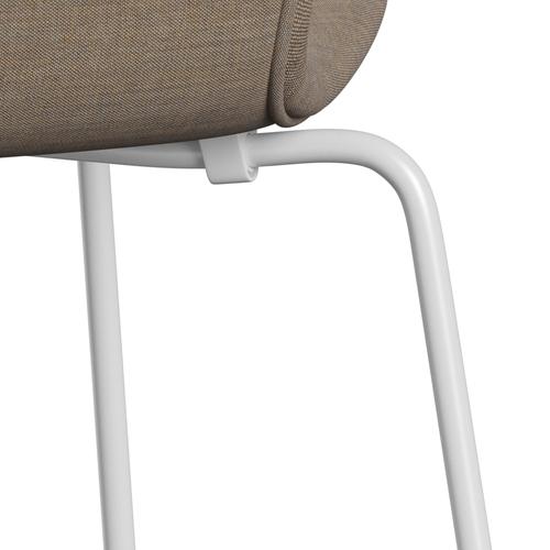 Fritz Hansen 3107 chaise complète complète, blanc / remix marron clair (REM242)