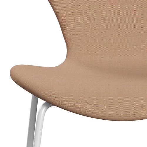 Fritz Hansen 3107 chaise complète complète, blanc / remix marron clair (REM406)