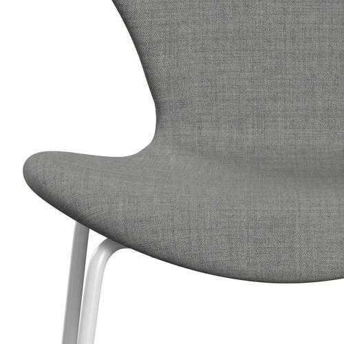 Fritz Hansen 3107 Stuhl Vollpolsterung, Weiß/Remix Hellgrau