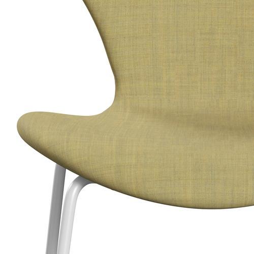 Fritz Hansen 3107 chaise complète complète, blanc / remix jaune de maïs