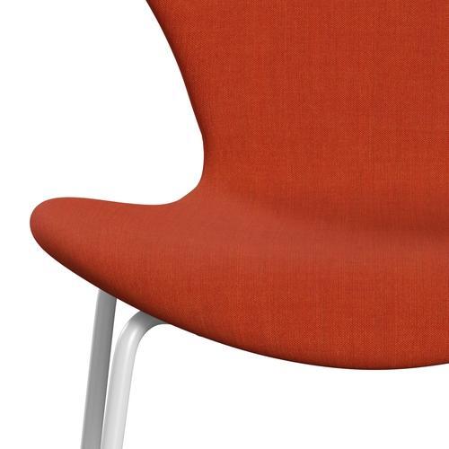 Fritz Hansen 3107 stol fuld polstring, hvid/remix orange