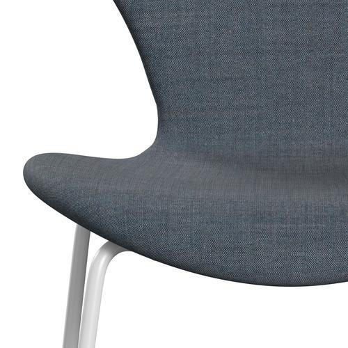 Fritz Hansen 3107 chaise complète complète, blanc / remix à essence bleu foncé