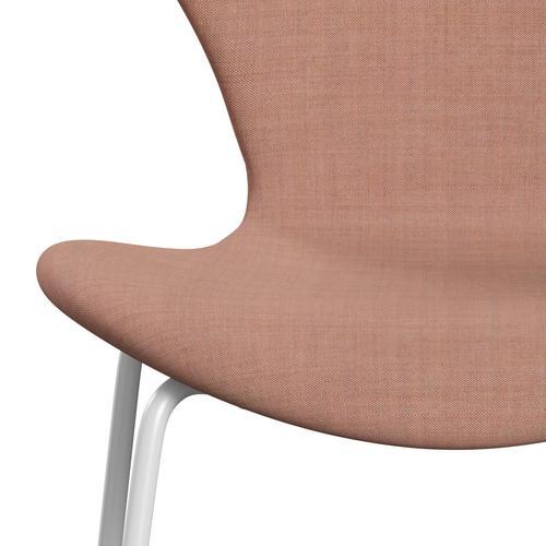 Fritz Hansen 3107 Stuhl Vollpolsterung, Weiß/Remix Pink Hell/Pink