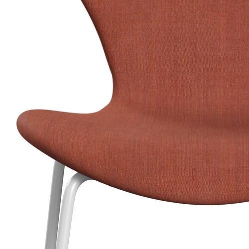 Fritz Hansen 3107 Chair Full Upholstery, White/Remix Rust Red