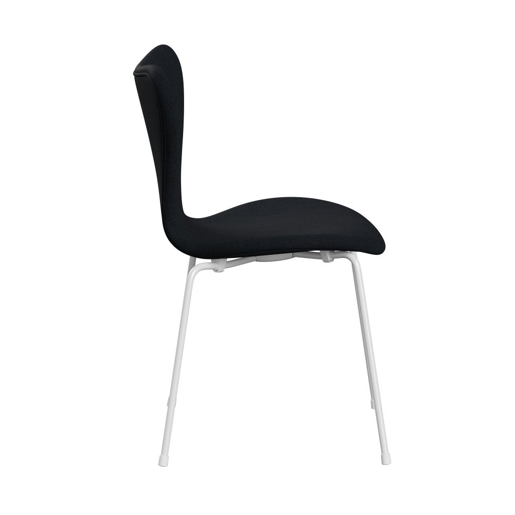 Fritz Hansen 3107 chaise complète complète, blanc / remix noir (REM996)