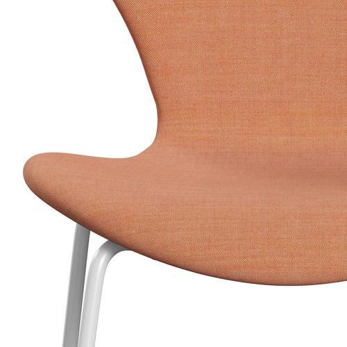 Fritz Hansen 3107 chaise complète complète, blanc / remix orange poussiéreux