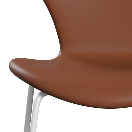 Fritz Hansen 3107 sedia piena tappezzeria, cognac bianco/morbido