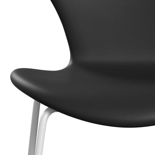 Fritz Hansen 3107 Silla de tapicería completa, blanco/suave negro