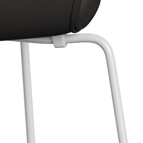 Fritz Hansen 3107 Silla tapicería completa, blanco/suave negro marrón