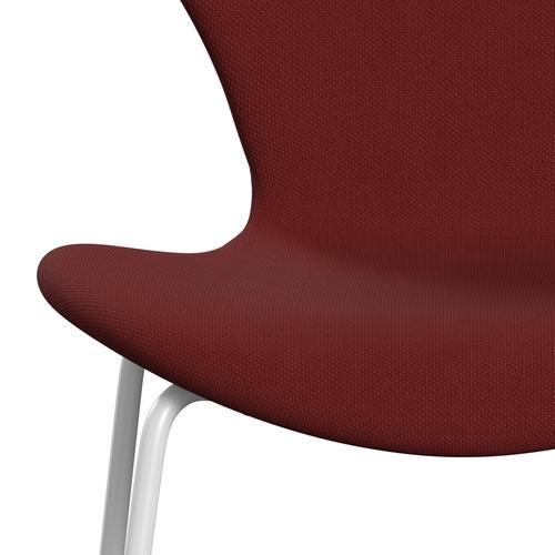 Fritz Hansen 3107 Chair Full Upholstery, White/Steelcut Dark Red/Blood