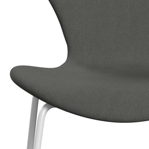 Fritz Hansen 3107 Stuhl Vollpolsterung, Weiß/Stahlgrau