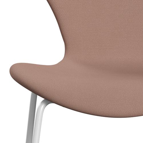 Fritz Hansen 3107 chaise complète complète, blanc / acier léger beige / rouge clair