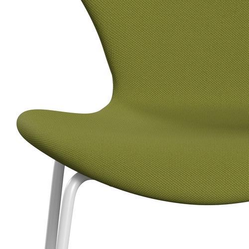 Fritz Hansen 3107 chaise complète complète, blanc / Steelcut Light Military Green