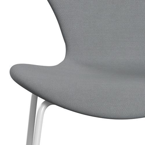 Fritz Hansen 3107 sedia piena rivestimento, grigio chiaro di taglio bianco/acciaio