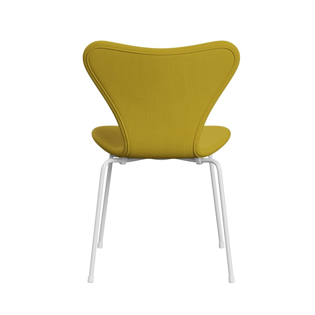 Fritz Hansen 3107 Chair Full Upholstery, White/Steelcut Light Green/Yellow