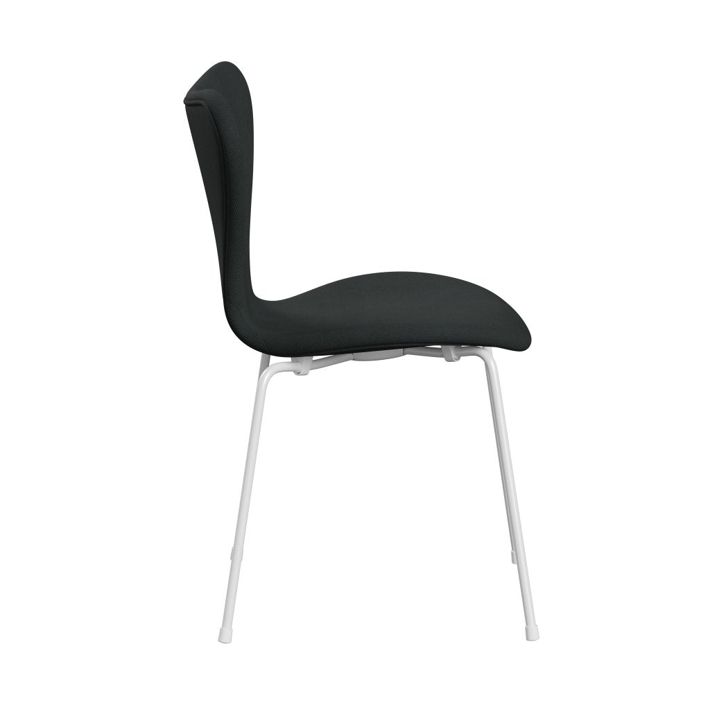 Fritz Hansen 3107 chaise complète pleine d'ameublement, charbon de bois blanc / Steelcut