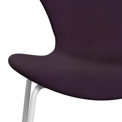 Fritz Hansen 3107 Stuhl Vollpolsterung, Weiß/Stahlschnitt Medium Violet