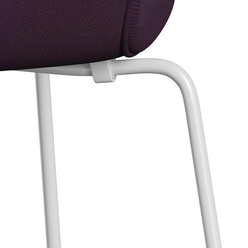 Fritz Hansen 3107 Stuhl Vollpolsterung, Weiß/Stahlschnitt Medium Violet