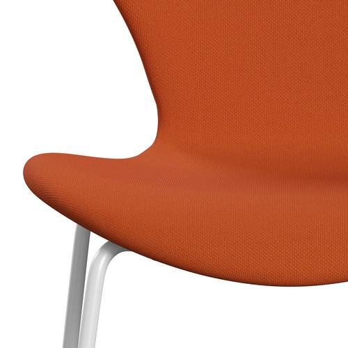 Fritz Hansen 3107 Chair Full Upholstery, White/Steelcut Orange Dark