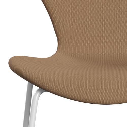 Fritz Hansen 3107 stóll fullur áklæði, hvítur/stálkúfur sandur dökk/beige