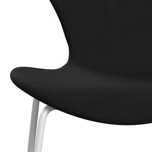 Fritz Hansen 3107 Stuhl Vollpolsterung, Weiß/Stahlschnitt Schwarz