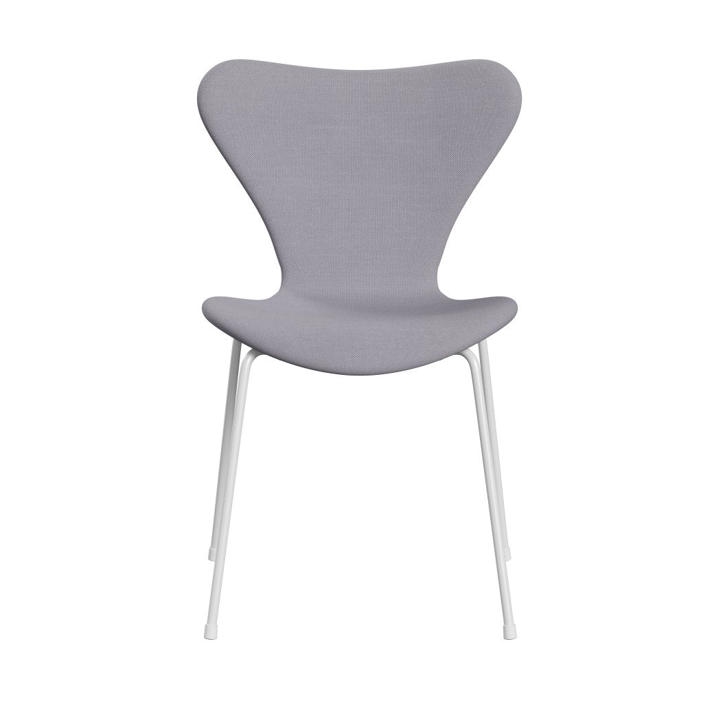 Fritz Hansen 3107 stoel Volledige bekleding, wit/staalcut siber grijs licht