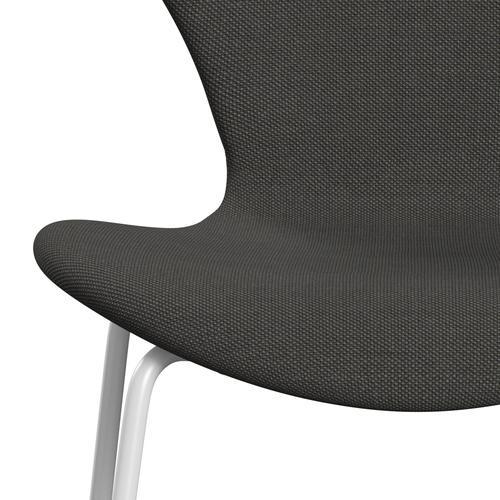 Fritz Hansen 3107 sedia piena rivestimento, grigio scuro del trio bianco/taglio in acciaio