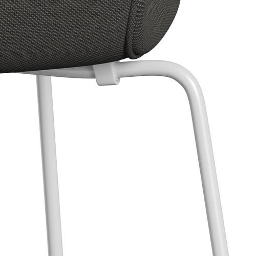 Fritz Hansen 3107 sedia piena rivestimento, grigio scuro del trio bianco/taglio in acciaio