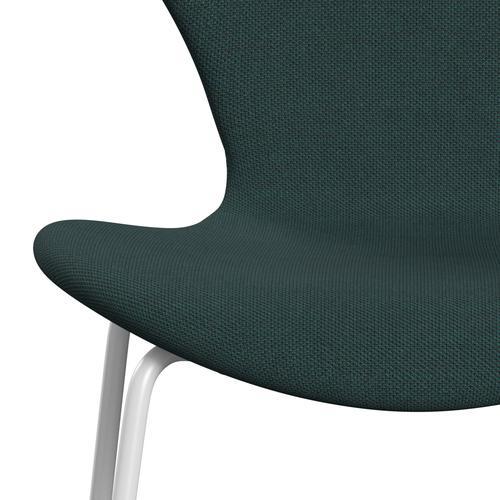 Fritz Hansen 3107 Chair Full Upholstery, White/Steelcut Trio Bottle Green