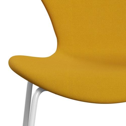 Fritz Hansen 3107 Chair Full Upholstery, White/Steelcut Trio Yellow