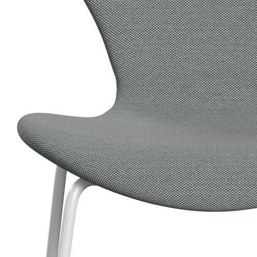 Fritz Hansen 3107 Silla tapicería completa, blanco/acero trío gris