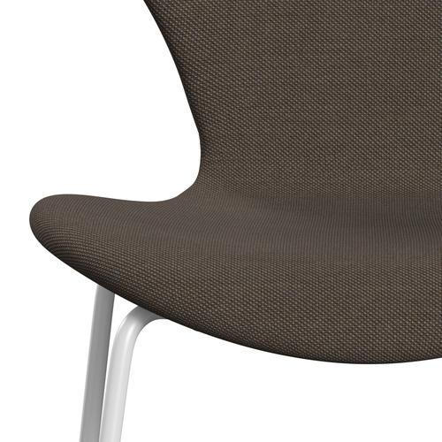 Fritz Hansen 3107 Chair Full Upholstery, White/Steelcut Trio Grey/Brown