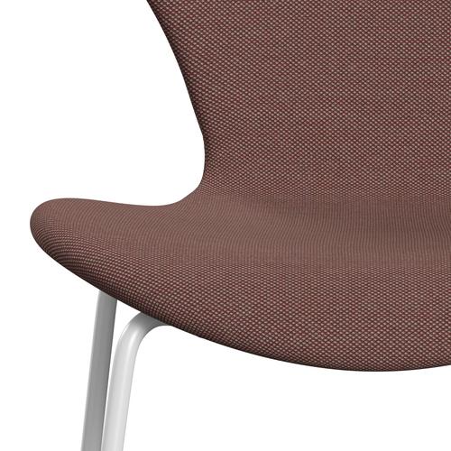 Fritz Hansen 3107 Chair Full Upholstery, White/Steelcut Trio Light Brown & Red/Green