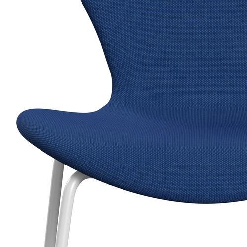 Fritz Hansen 3107 chaise complète complète, blanc / Steelcut trio cobalt bleu