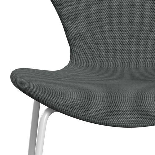 Fritz Hansen 3107 Stol Fullklädsel, vit/stålcut -trio kol