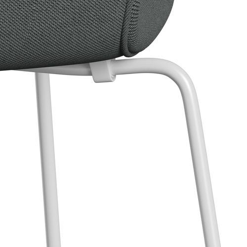 Fritz Hansen 3107 Stol Fullklädsel, vit/stålcut -trio kol